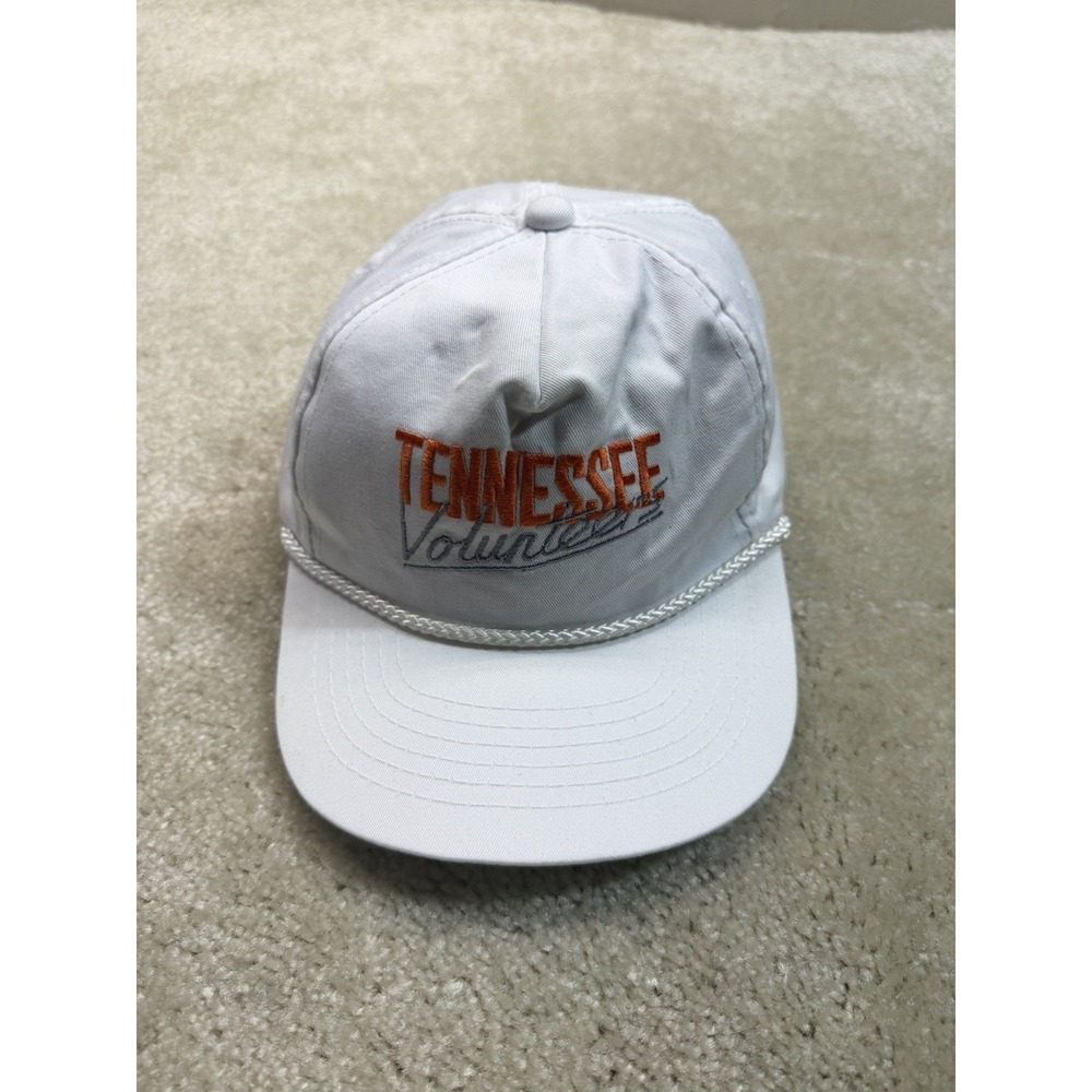 Vintage Tennessee Volunteers Rope Hat Cap White Orange Adjustable Leather Strap